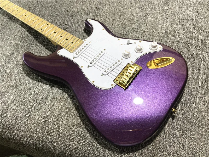 Customized metal particle purple electric guitar maple fingerboard single shake can be customized free shipping