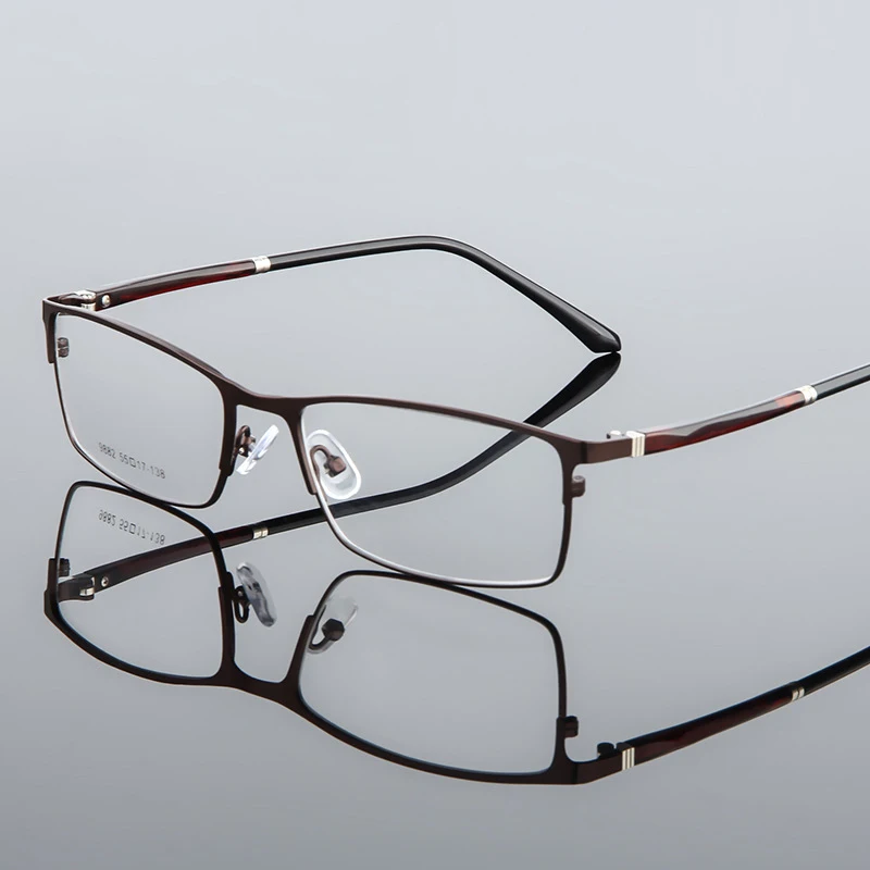 Elbru Anti-blue Light Metal Square Frame Glasses Frame Men Classic Business Full Frame Optical Myopia Eyeglasses