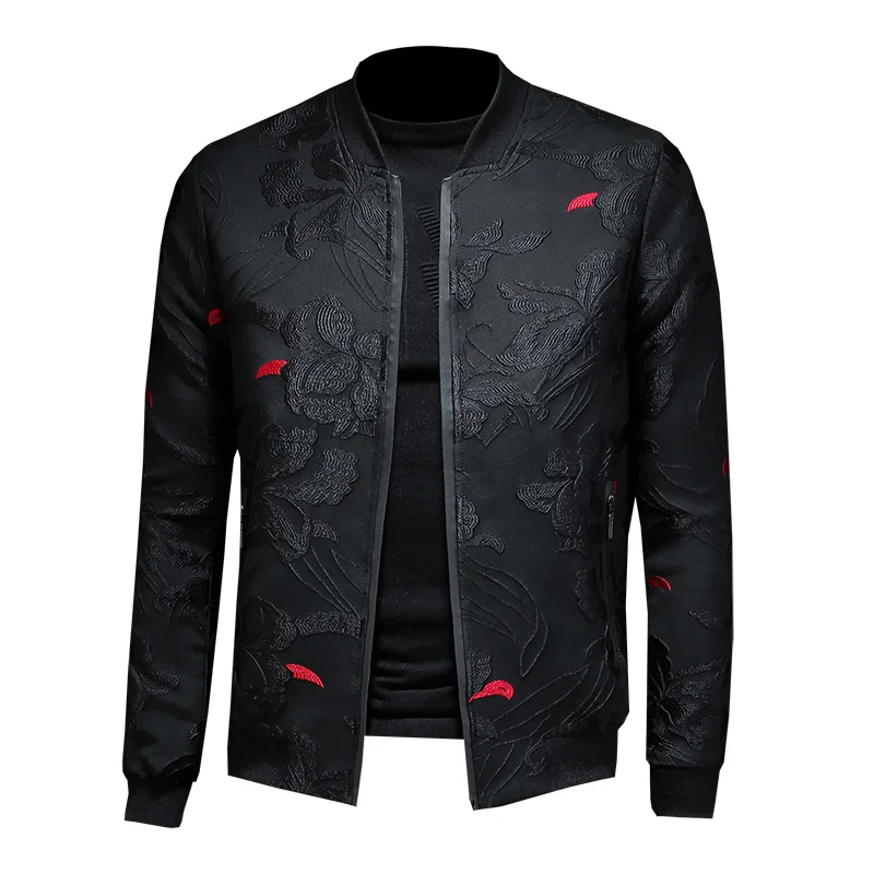 2024 Autumn New Floral Jacket Men Fashion Vintage Business Bomber Jacquard Jacket Masculinas Casual Slim Jacket Coat Man M-4XL