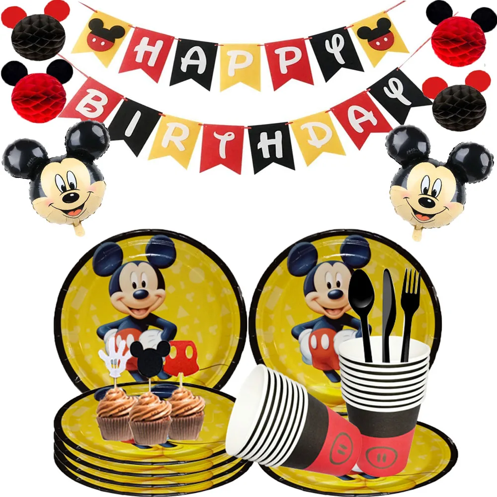 Disney Mickey Mouse 1st birthday party for baby baptism favor cup balloon paper Disposable tableware party decor child Supplies