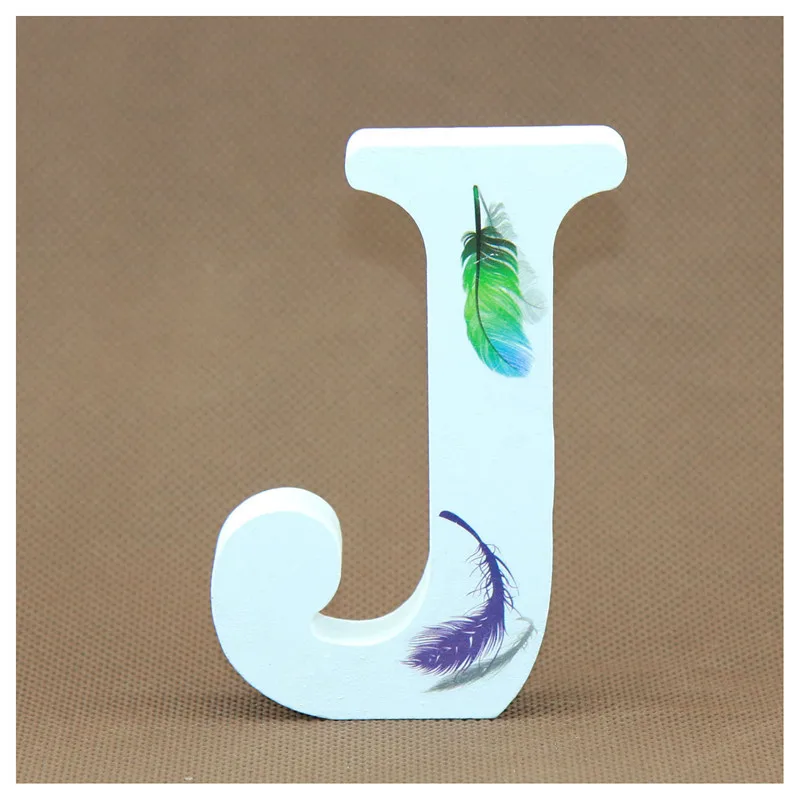 1 Piece 10X10 Cm Handmade Animal Shape Wedding Feather Wooden Letters Decoration Letters Colorful Name Design Crafts DIY