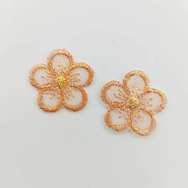 50 Stück/Los. 2,5 cm bestickte Netzblumen-Stoffaufnäher für Bekleidung, Nähzubehör, DIY-Haarspangen-Accessoires – Detail 2