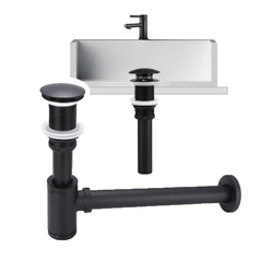 Sifone di scarico del bacino lavandino del bagno trappola per bottiglie filtro Pop-Up moderno Set di tappi Set di accessori per tubo flessibile per lavabo nero