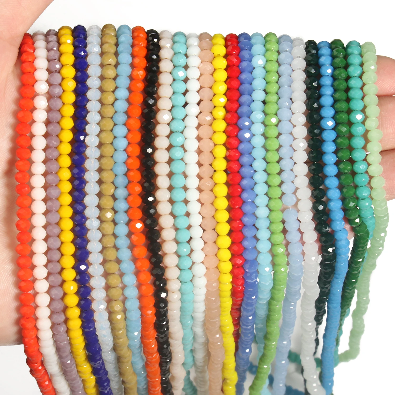 2 3 4mm Rondell Austria Faceted Crystal Beads Round Glass Beads Loose Spacer Beads for Jewelry Making DIY Bracelet Accessories