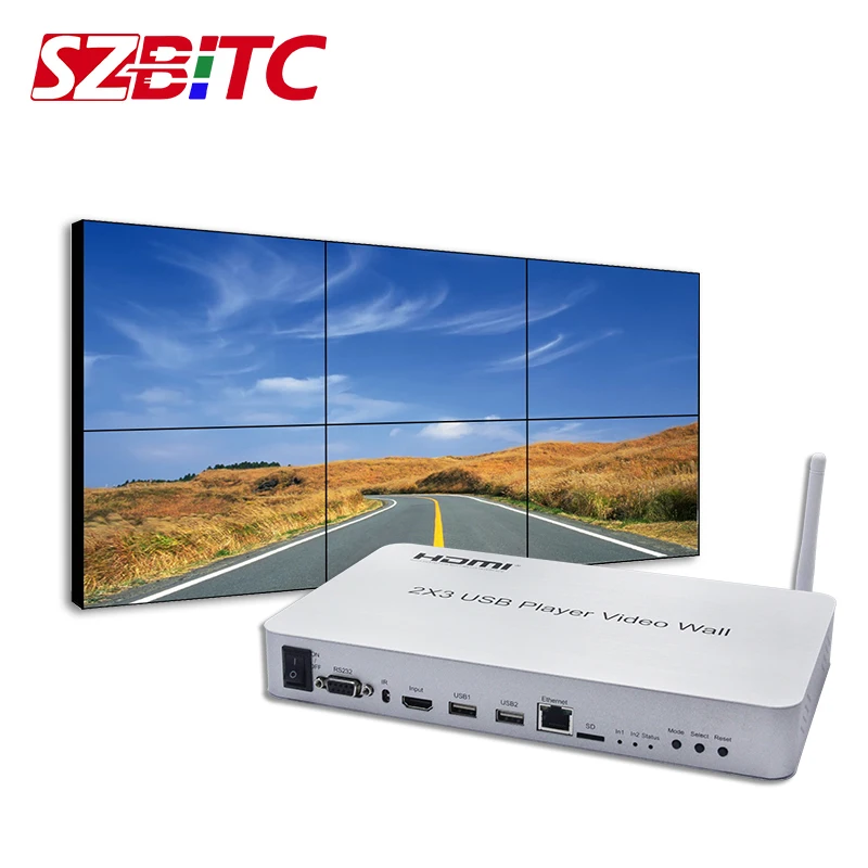 4K 2x3 Wifi Video Wall Controller Wireless USB Player 1 In 6 Out Splice Box for TV Monitor