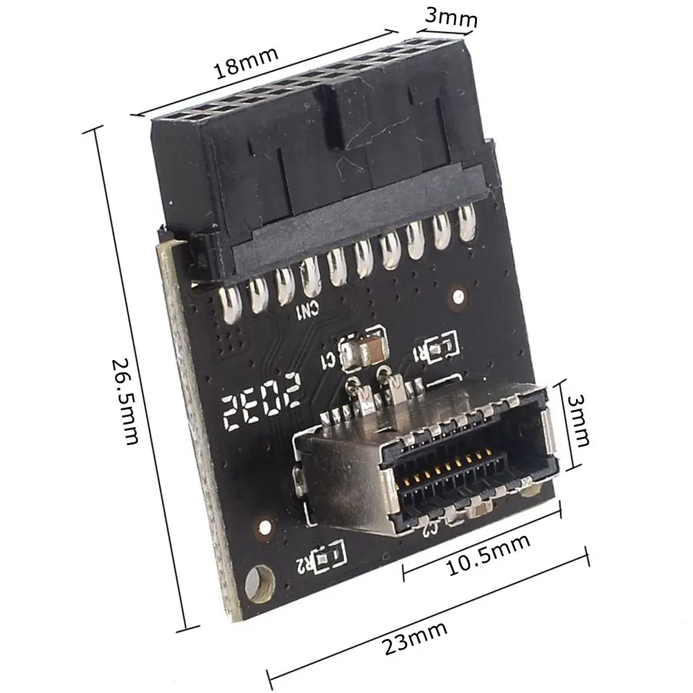 USB 3.0 내부 헤더 어댑터 20핀-19핀 변환기 USB 3.1/3.2 유형 C PC 마더보드 커넥터용 전면 유형 E 라이저 카드