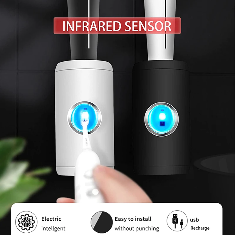 Automatic Toothpaste Squeezer Wall Mount Electric Toothpaste Dispenser UV Sensor Disinfection Toothpaste Holder Bathroom Sets