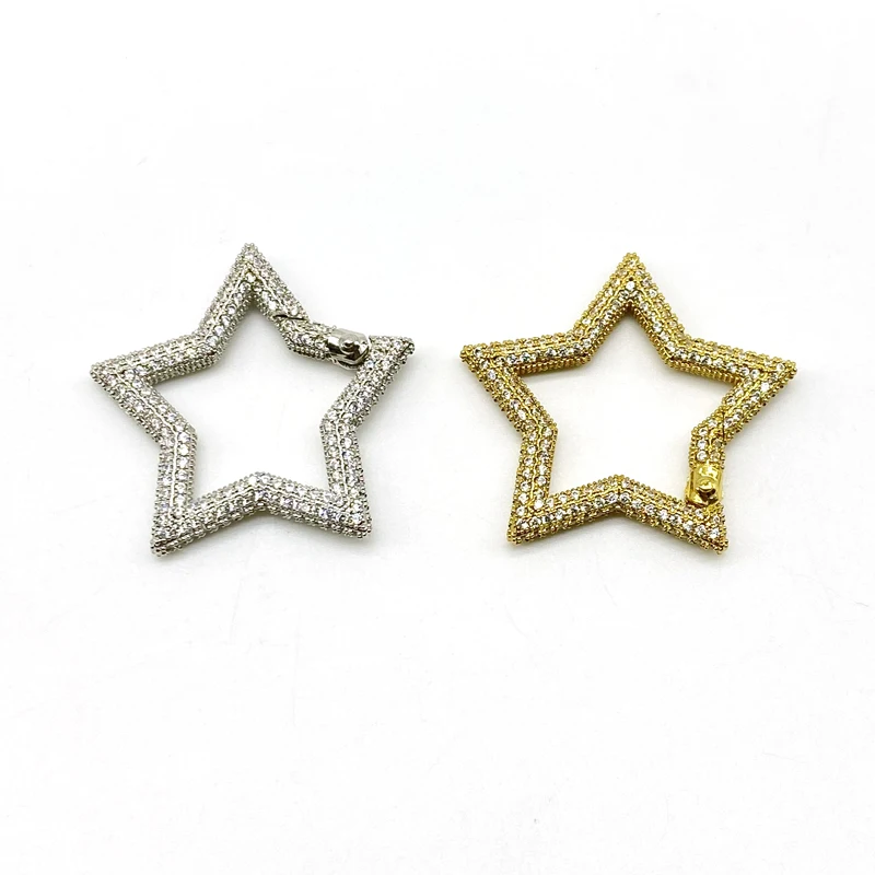 

5pcs/lot High Quality Jewelry Making Gold Filled Cubic Zircon Star Clasp