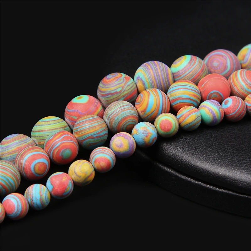 Matte Multicolor Malachite Mineral Beads 4 6 8 10 12mm Natural Stone Beads For DIY Jewelry Making Bracelet Neacklace Accessories