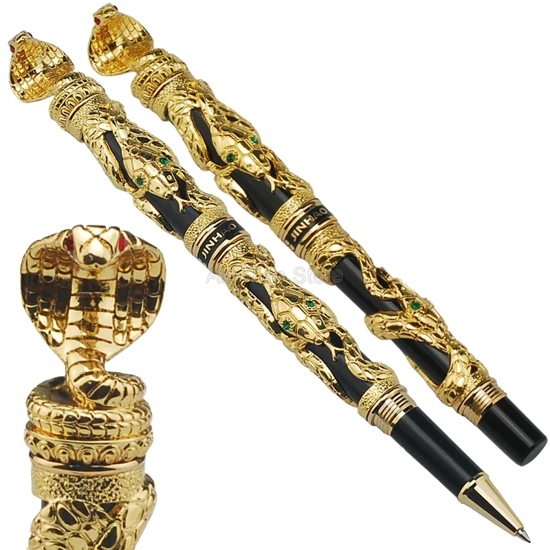 

Jinhao Vintage Snake Rollerball Pen Golden Cobra 3D Pattern Texture Relief Sculpture Technology Writing Gift Rollerball Pen