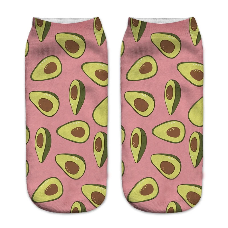 New 3D printing women's socks avocado design wholesale cartoon three-dimensional socks