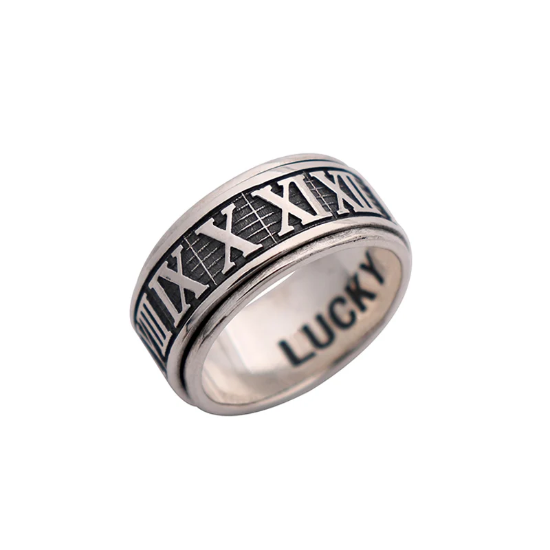 

Vintage 925 Sterling Silver Roman Numerals Spinner Ring for Men Women,9.5mm,Size 7-10.5,Free Shipping