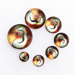 Onebeading From 6 to 30mm Octopus Eyes Round Pattern Glass Cabochon Flatback Photo Base DIY Jewelry Making Accessory K06175
