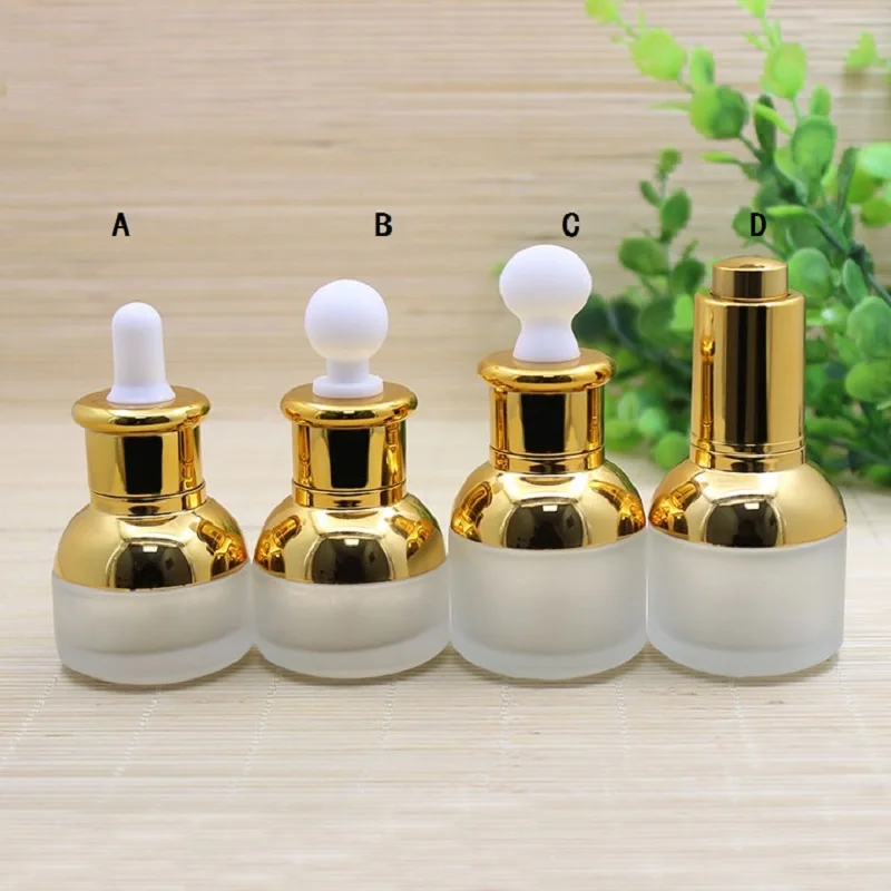 

20ml frosted glass bottle gold shoulder gold collar toner hyaluronic oil/essence/serum/liquid/skin care dropper bottle