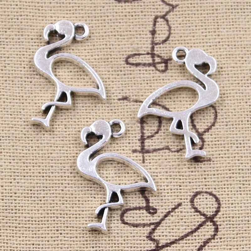 20pcs Charms เดี่ยวขาตั้ง Crane Flamingo 24x17 มม.โบราณเงินจี้ DIYCrafts ผลการค้นหาเครื่องประดับทิเบต