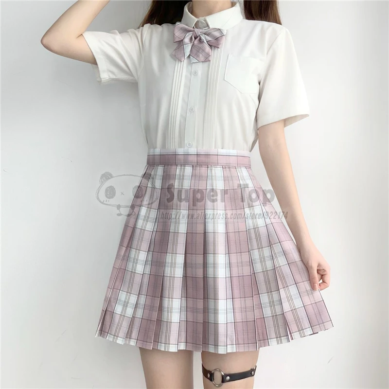 [Gemini] Lange Mouw Jk Uniform Vrouwelijke Volledige Pak Zomer Herfst Wit Overhemd Originele Plaid Plooirok School Meisje kleding