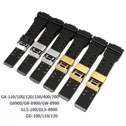 For Casio G-Shock GA-110 GA-400 GD-120 Stainless Steel Loop Hoop Ring Replacement Resin Rubber Watch Band Bracelet 16mm Strap