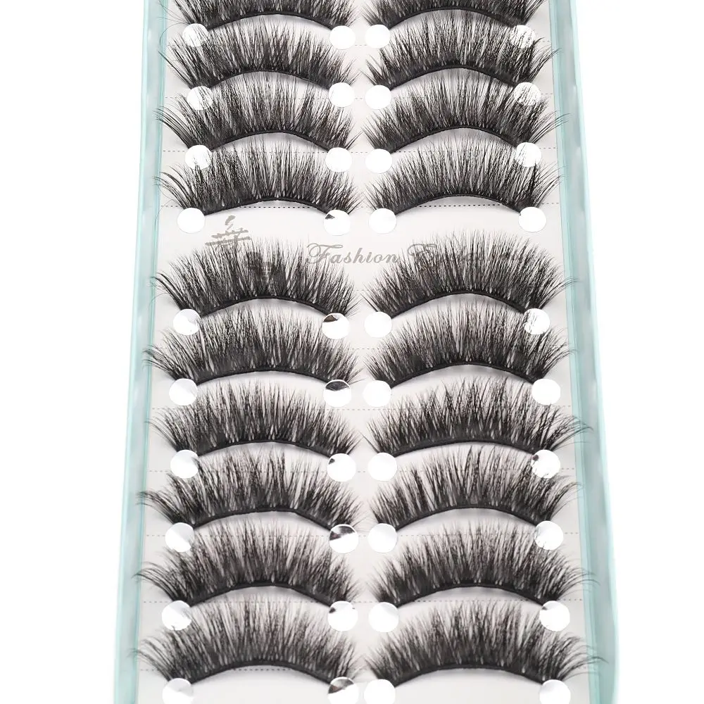 10 Paare 6d natürliches Nerzhaar falsche Wimpern weiches flauschiges Volumen Wimpern kreuzen kurze Wimpern wieder verwendbares Make-up-Werkzeug