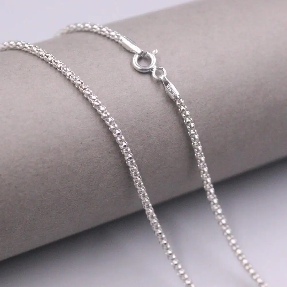 

Real 18K White Gold Necklace Women's Popcorn Chain 1.8mm Female 50cm/20inch Gift Neckalces Jewellery Men's Gold Chain