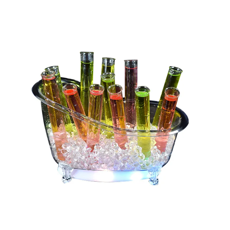 

Bar Small Bathtub Charging Test Tube Wine Rack Cocktail Test Tube Cup Holder Colorful Bar Luminous Wine Glass Shelf