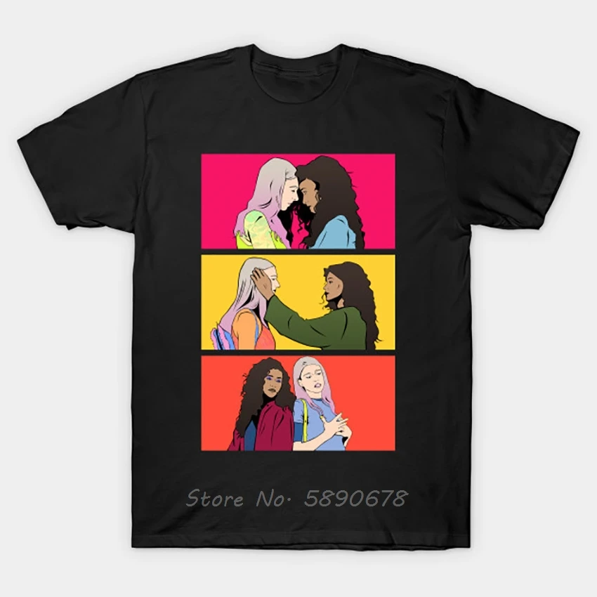 Rue And Jules T - Shirt Euphoria T Shirt Rue Jules Random Cute Colorful Character Love Tv Shows Pink Tv tees