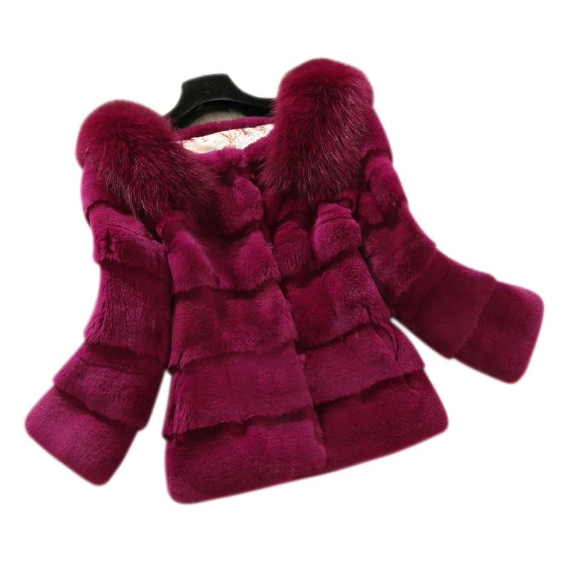 100% Pure Rex Rabbit Fur Coat  Real Rex Rabbit Fur Jacket Warm Thick Fur OEM Big Size Wholesale Factory Retail