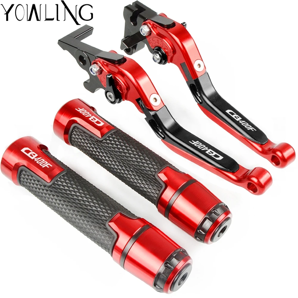 For HONDA CB400F CB 400F 1989 1990 1991 Motorcycle Accessories Extendable Brake Clutch Levers and Handlebar Hand Grips ends