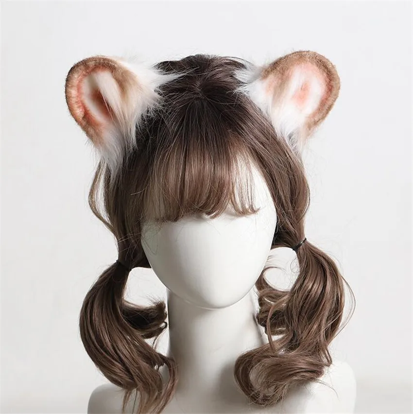 Handmade Furry Animal Beast Ears Hairpin Headwear Bear Ear Clip Cosplay Props Soft Lolita Girl Hair Accessory C769