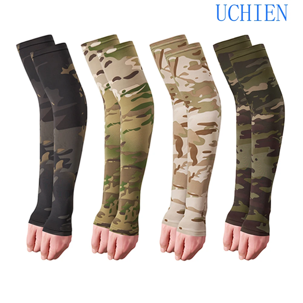 1 Pair Tactical Camouflage Sports Arm Sleeve Basketball Cycling Arm Warmer Summer Running Fishing UV Sun Protection Cuff Cover