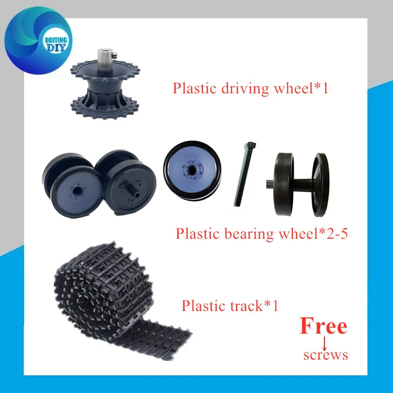 Accesorio de rueda y pista para chasis de tanque, 1 unidad de pista de plástico + rueda de 2-5 rodamientos + rueda motriz para Kit de chasis de tanque RC DIY