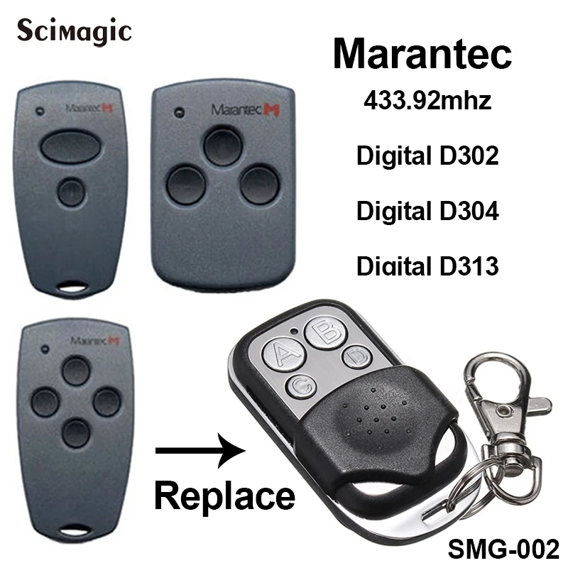 Marantec Digital 302 304 433 Garage Door Remote control 433.92MHz Fixed Code Gate Keyfob Transmitter