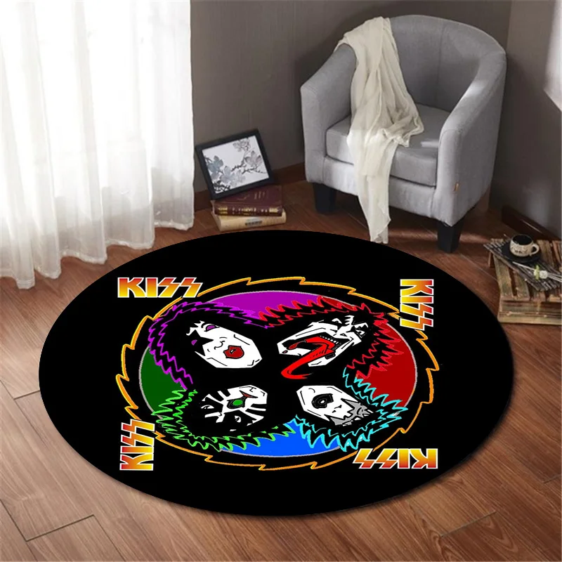Metal Rock Singer Kiss Band Carpet Exquisite Round Flannel Carpet Interior Home Decor Floor Mat