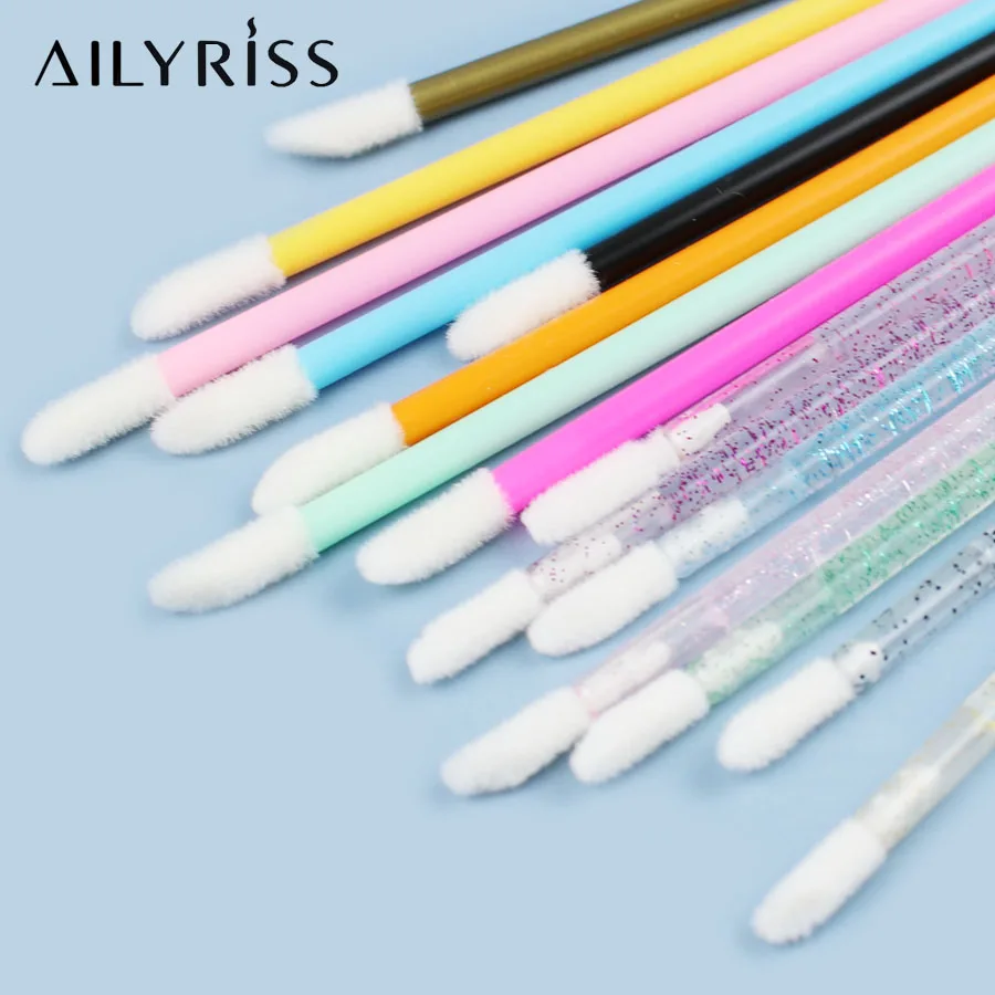 Disposable Lip Brushes 50pcs Eyelash Cleaning Makeup Removing Tools Lipstick Lip Gloss Mascara Wands Set Cosmetic Applicator