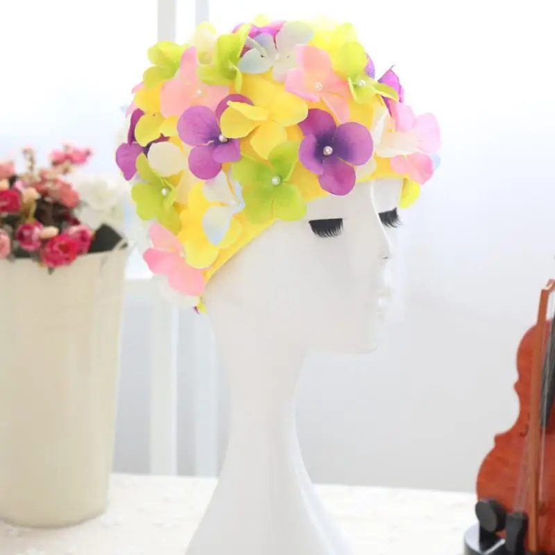 Women Petal Swim Hat Flowers Design Swimming Pool Bath Cap Ladies Water Sports Hats