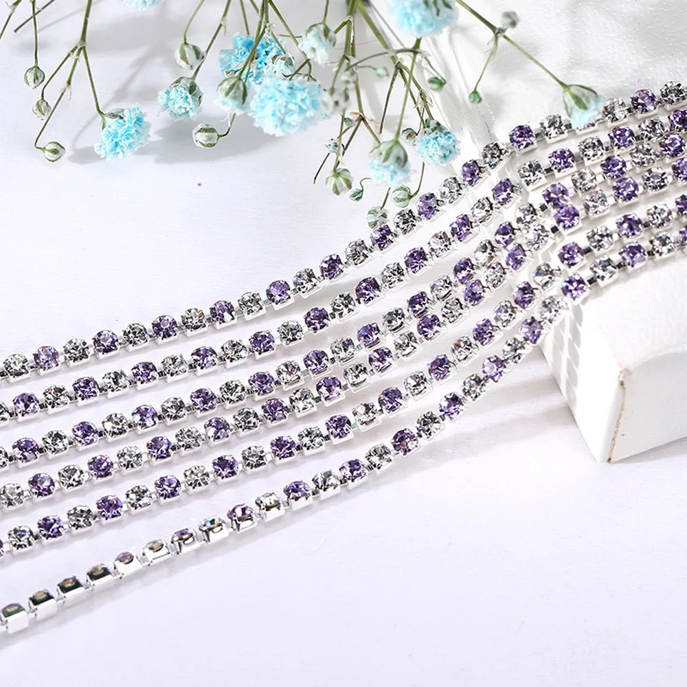 SS6-SS18 Klaue Tasse Strass Kette Glänzende Kristalle Glasperlen Gold Bese Nähen Auf Strass Trim Strass Strass Kette Handwerk – Detail 8