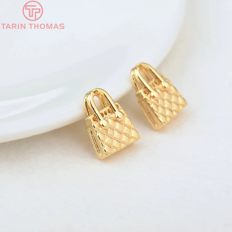 (1327)4 sztuk 10.5x13MM 24K złoty kolor mosiądz z cyrkonią torebka Charms zawieszki wysokiej jakości DIY komponenty do wyrobu biżuterii