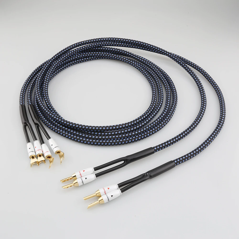 Ein Paar Audiocrast SP14 HIFI versilberte Lautsprecherkabel, hochwertiges OCC-Lautsprecherkabel für Hi-Fi-Systeme, Y-Stecker, Bananenstecker. – Detail 16