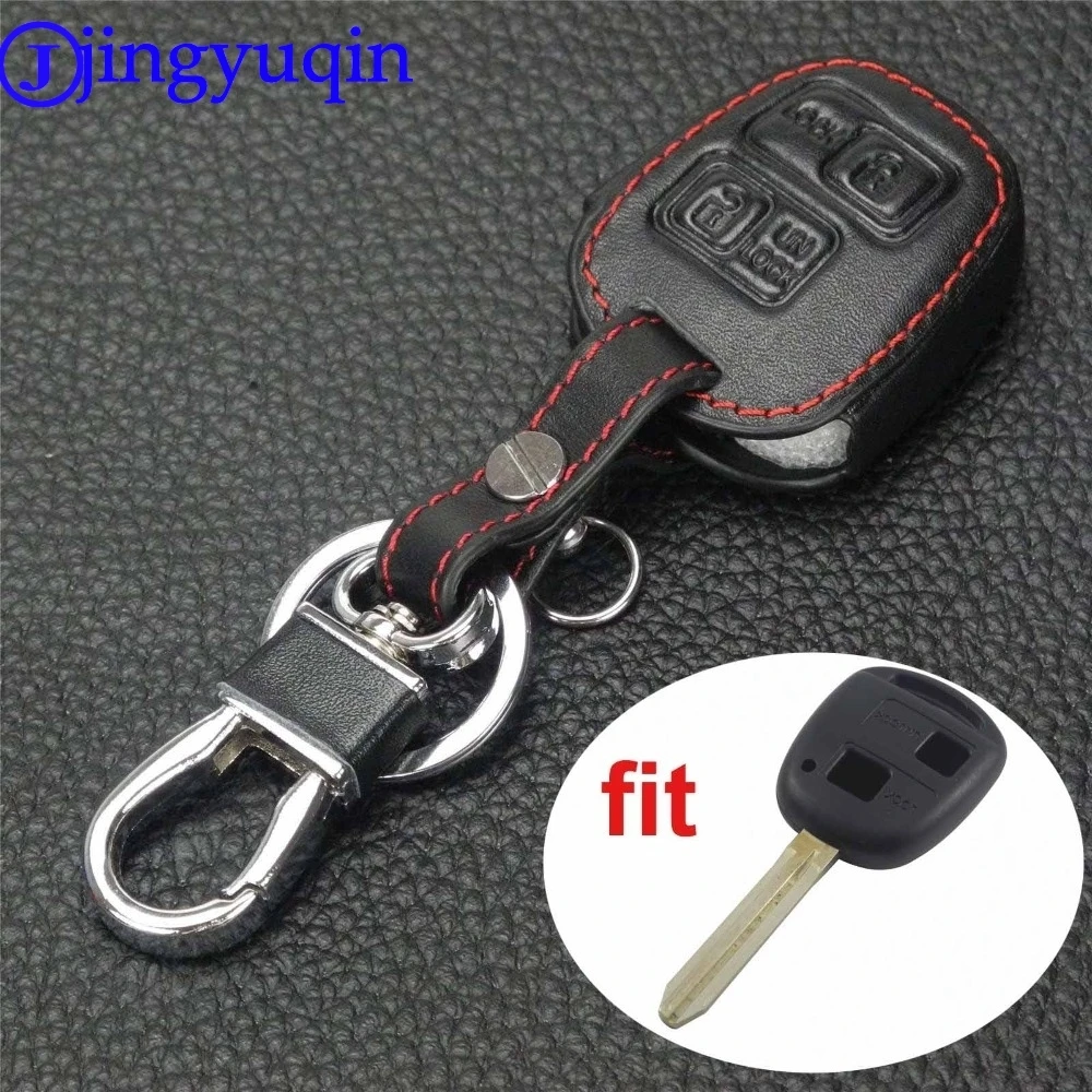 Jingyuqin Remote 2 Tasten Leder Auto Schlüssel etui Abdeckung für Toyota Prado Camry Rav4 Halter
