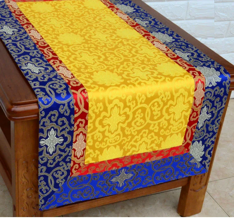 Buddha Style Luxury Table Cloth Silk Satin Classical Tibetan Tablecloth Home Decorative Cover Buddhist Temple