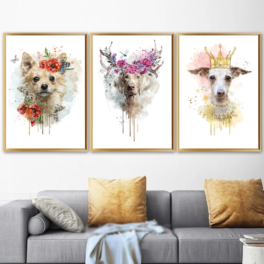 Multicolor Dog Husky Animal Art Prints Wall Art Canvas Painting Nordic Posters And Prints Wall Pictures For Living Room Decor