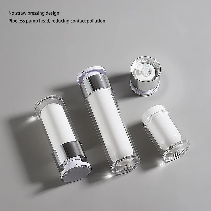 Botellas rellenables vacías redondas acrílicas blancas de 15ml/30ml/50ml bomba de crema cosmética botella de embalaje portátil botellas de vacío