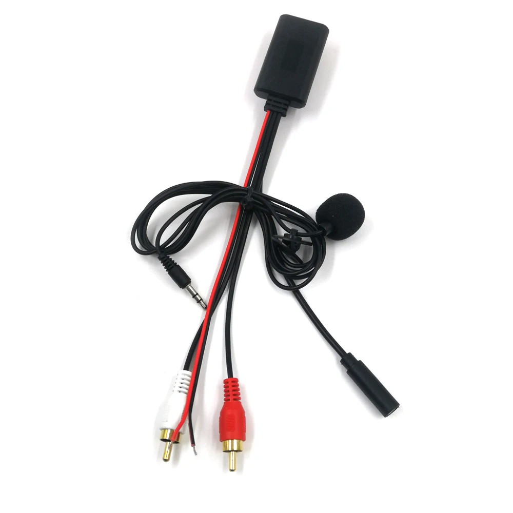 Biurlink Car Bluetooth 2RCA AUX Adapter Wireless Audio Phone Call Handsfree Microphone for Stereo with 2RCA AUX-IN Audio Input