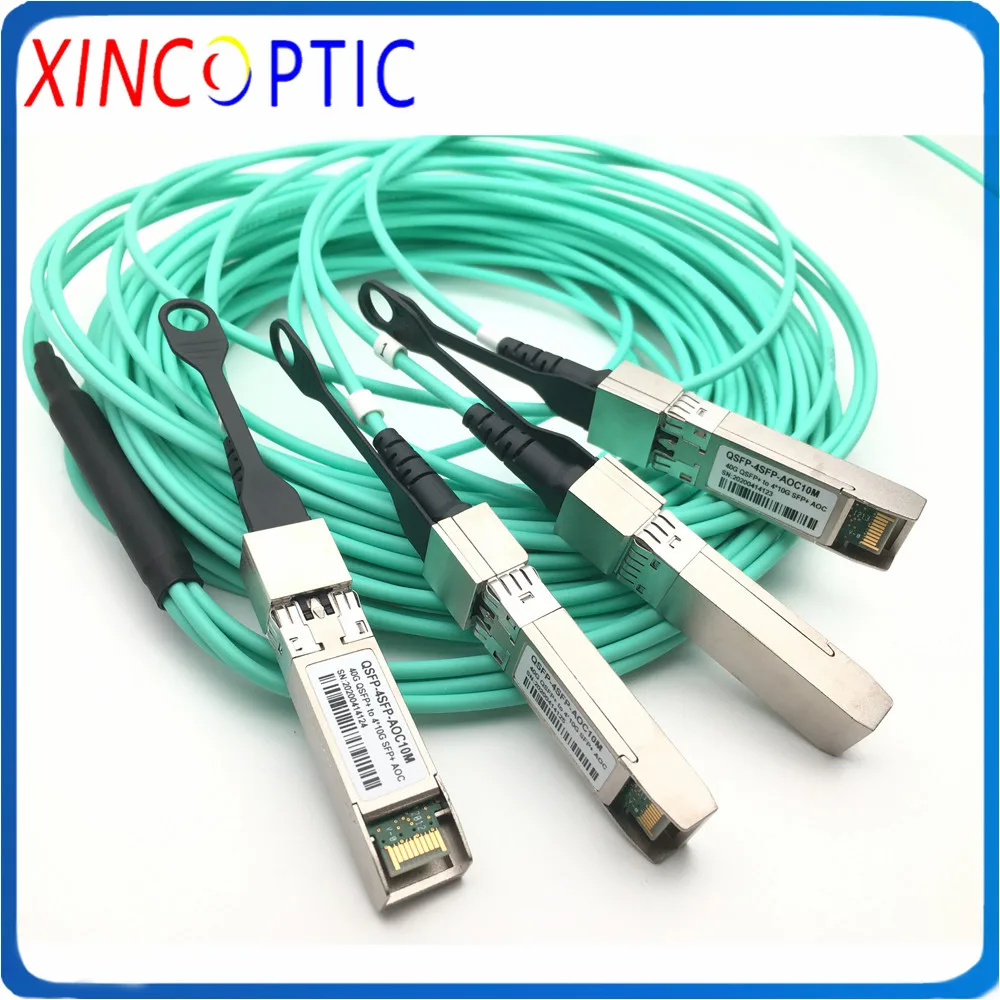 40G QSFP+ to 4SFP+ 10/15/20/25/30M Breakout Active Optical Cable Compatible for Cisco Mikrotik QSFP+ to 4x10G SFP+ AOC Cable