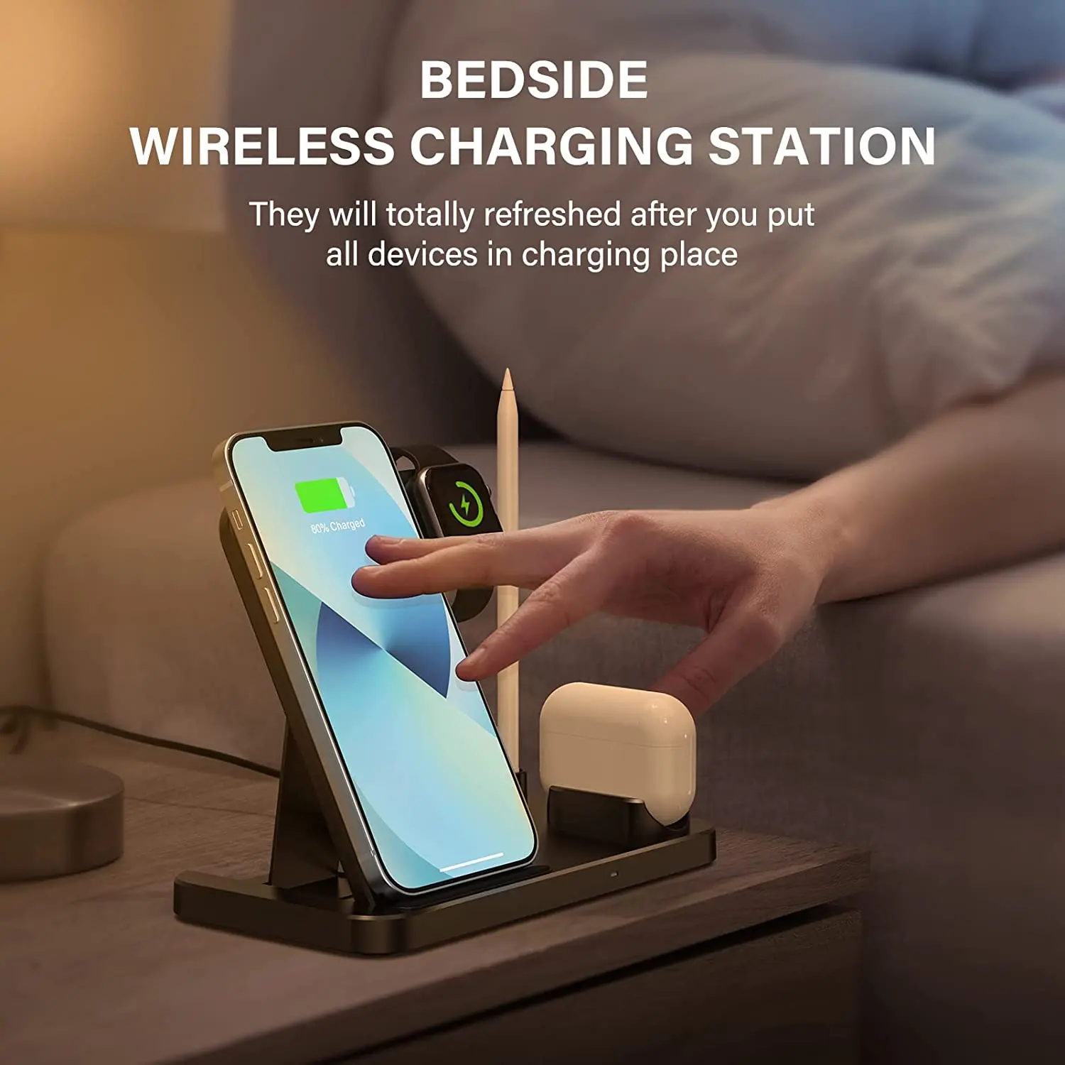 4 em 1 carregadores sem fio suporte para iphone 13 12 11 xs xr x 8 estação doca de carregamento rápido para airpods pro apple relógio 6 se carregador