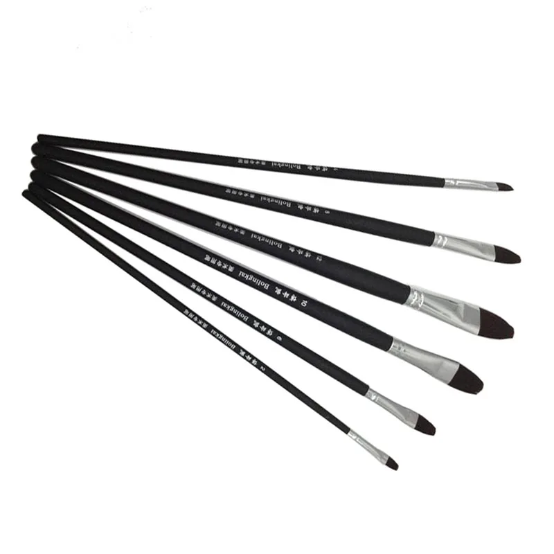 black Long Handle Red wine duck tongue shape Paint Brushes Set water color brush artist Acrylic paints Gouache Face Paintbrush