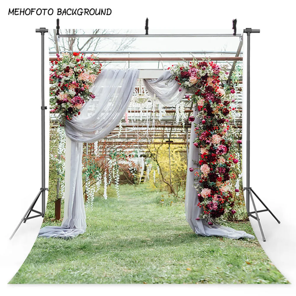 

Wedding backdrop for photography spring scenery green grass background for photo studio Bridal Shower mariage backdrops vinyl