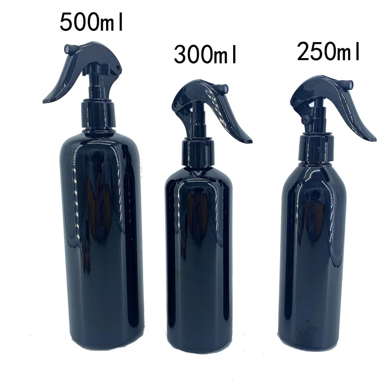 500ml 300ml 250ml Trigger Sprayer Atomizer Black PET Mist Spray Bottle for Cleaning Detergent  10pcs/lot P304