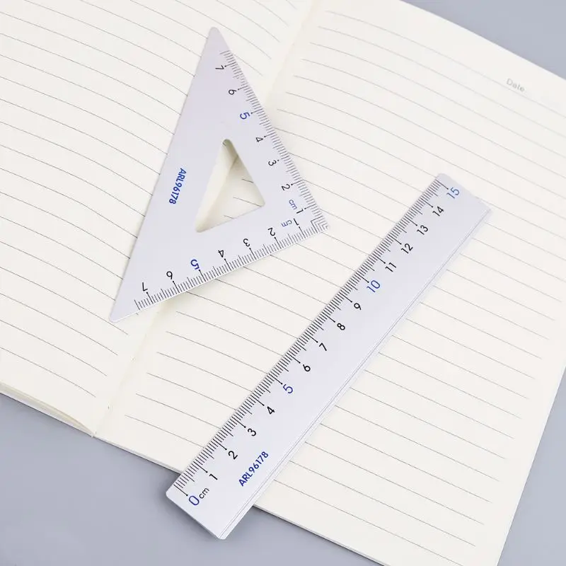 4Pcs Drawing School Supplies Set Square Triangle Ruler Aluminum Alloy Protractor