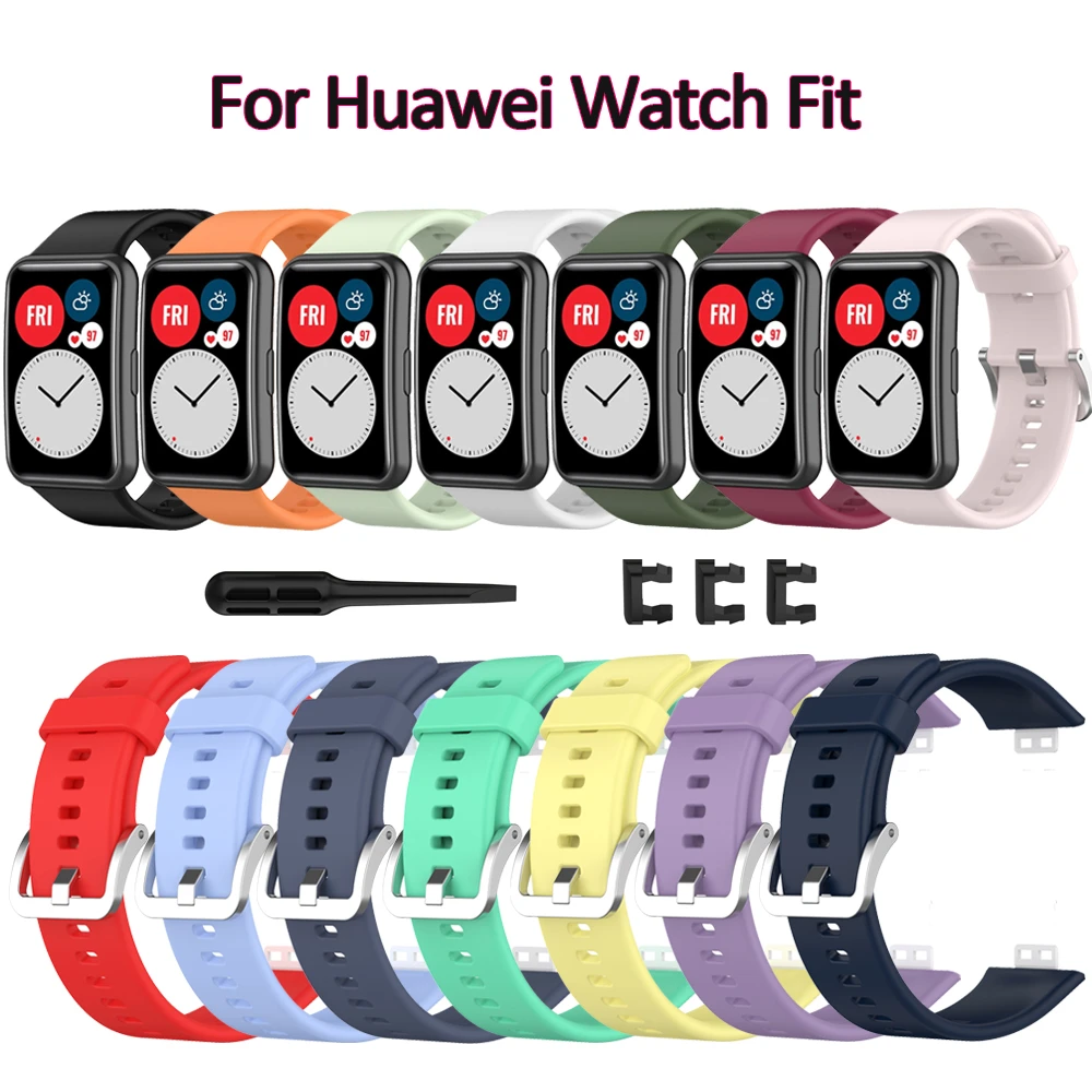 Soft Silicone Strap For Huawei Watch Fit Wriststrap Belt Sport Watchband Bracelet Fitness Smart Watch Strap Replacement Band