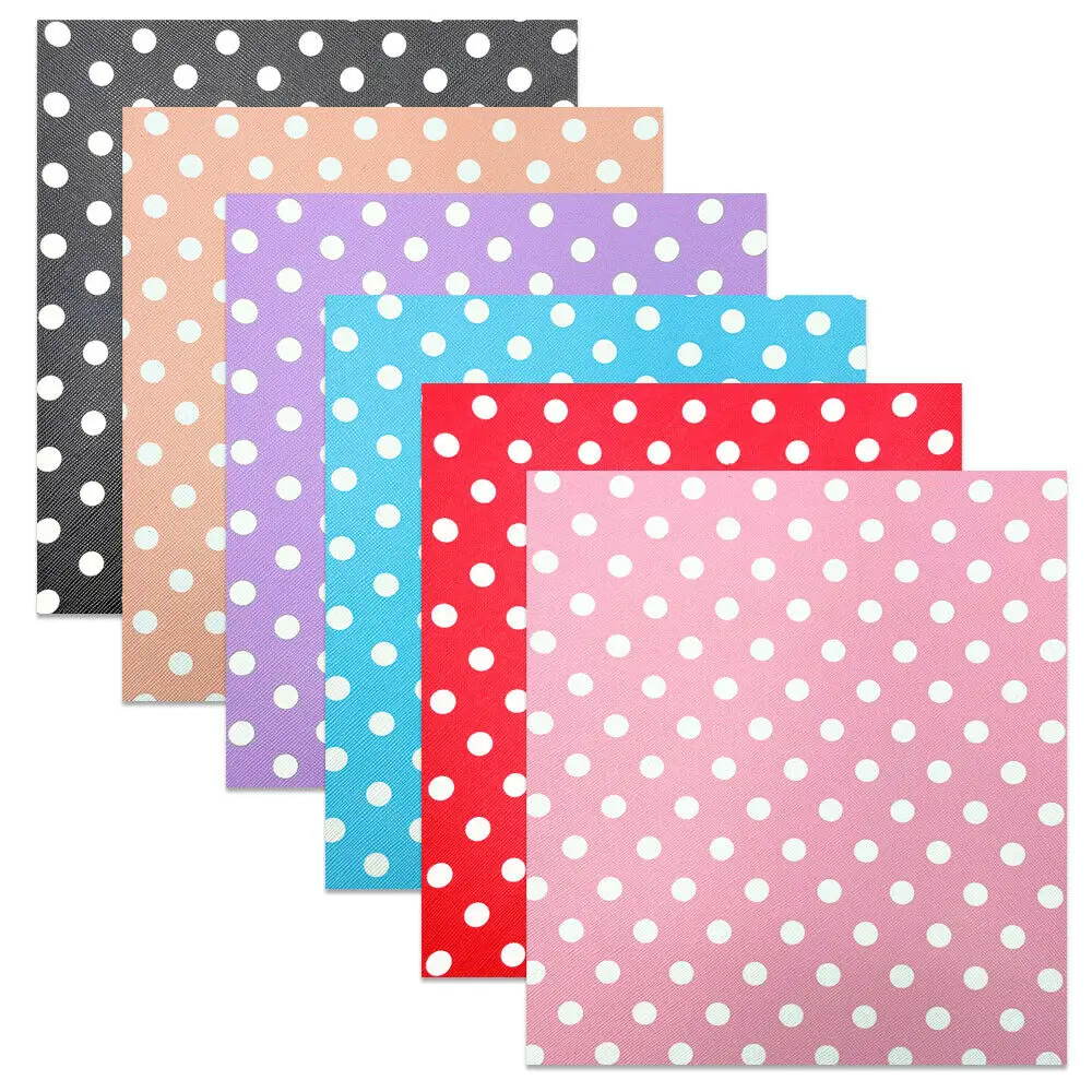 Polka Dots Candy Colour PVC Vinyl PU Leatherette Sewing Fabric Faux Leather DIY Craft Brooch Bow Earring Making Material Roll